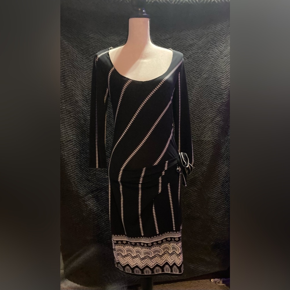 Black and Cream Dress Half Sleeve